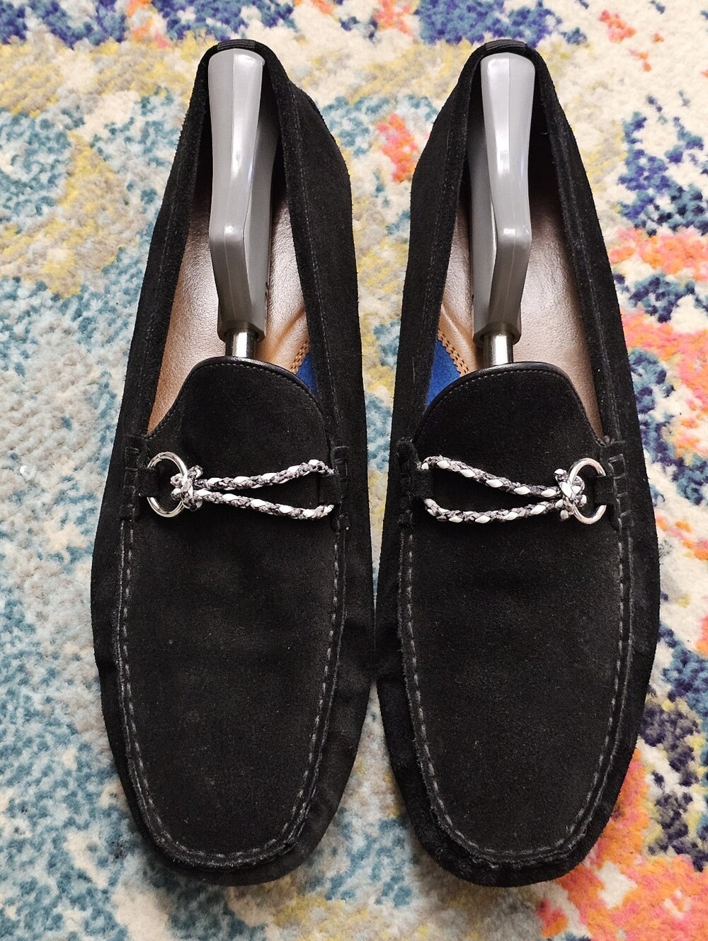 ALDO Black Suede Driving Loafers Men’s Size 13 Rope Horse Bit Accent Shoes